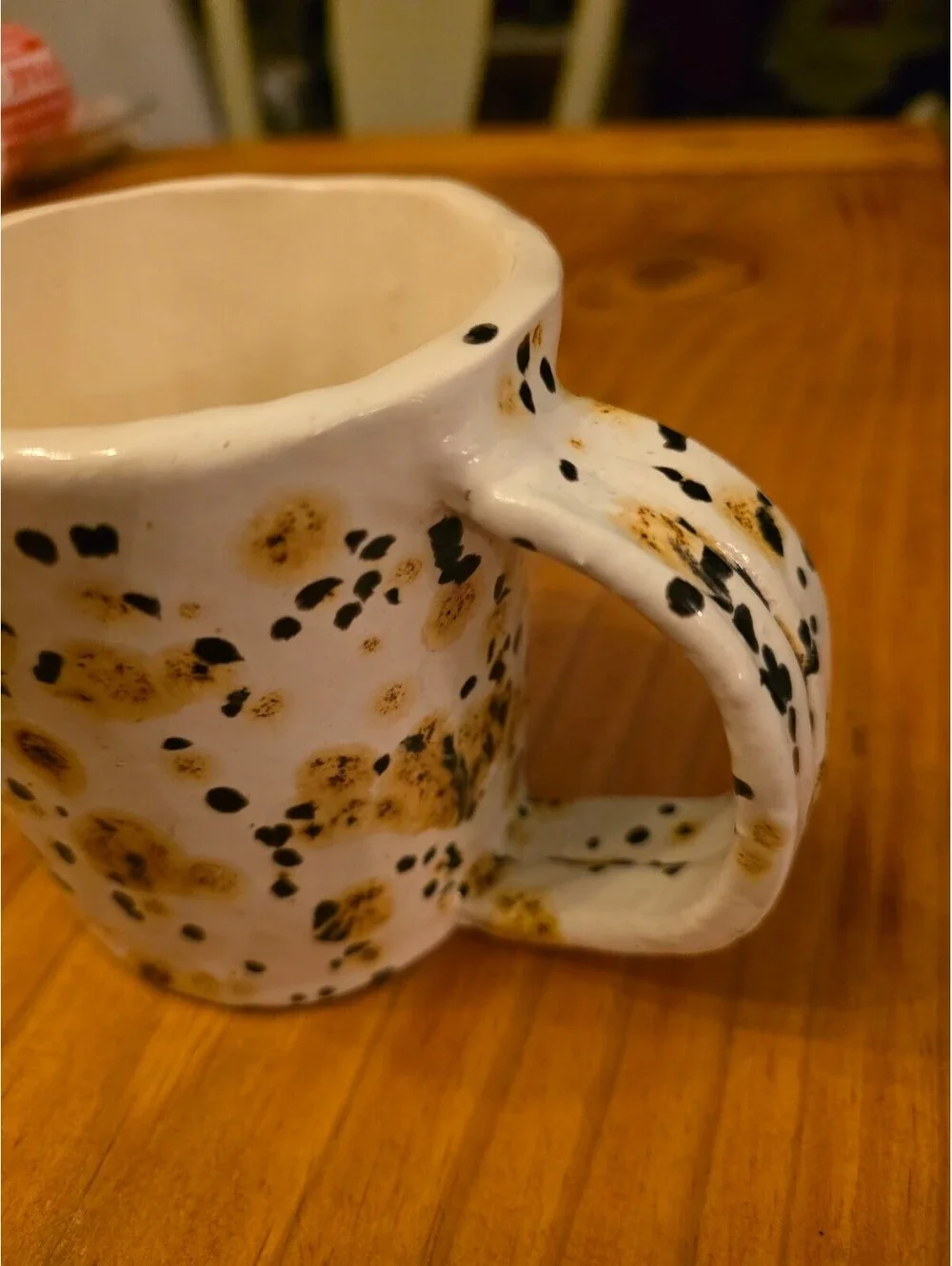 Handcrafted Ceramic Mug with Unique Brown and Black Speckled Design